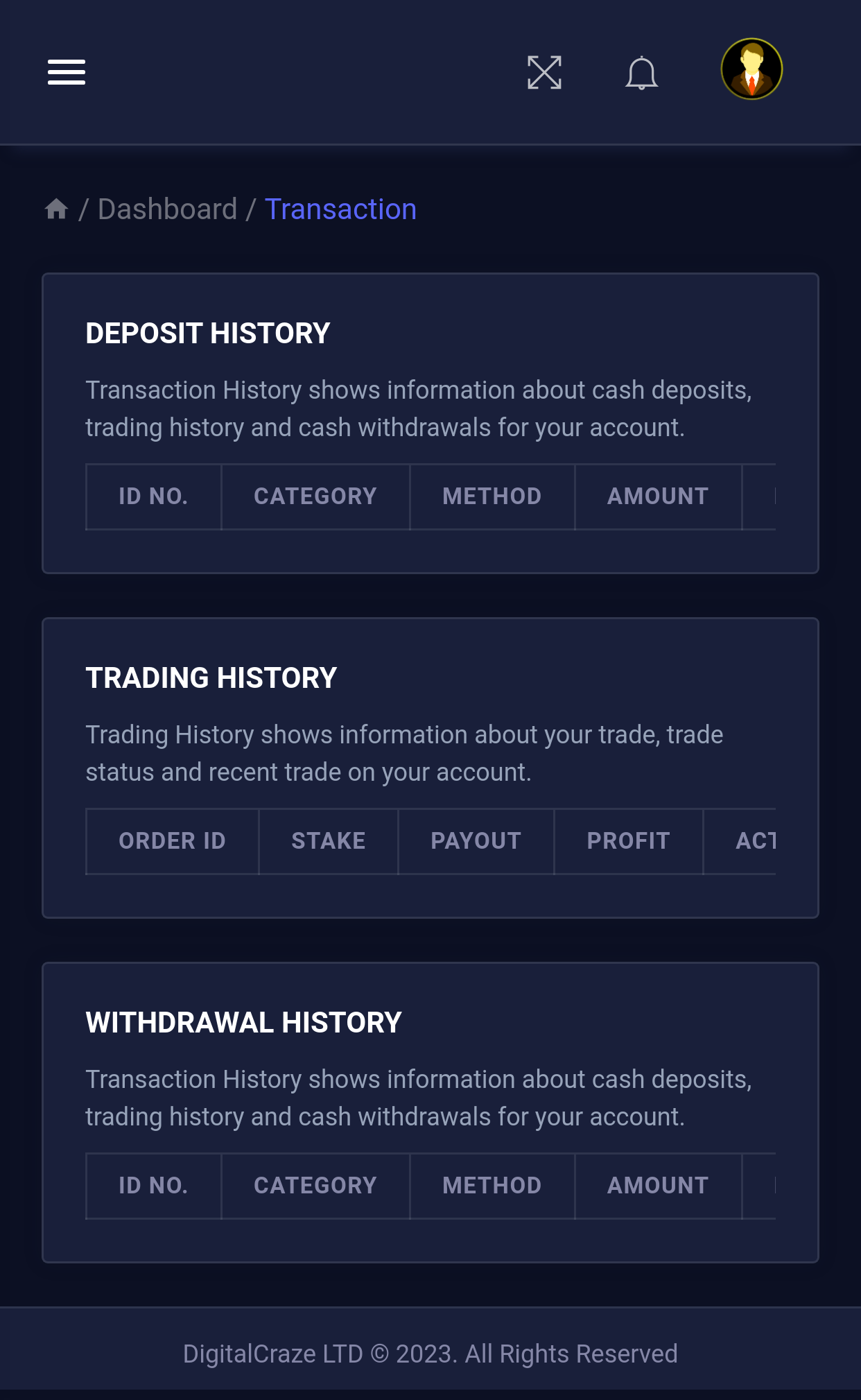 Transaction History 