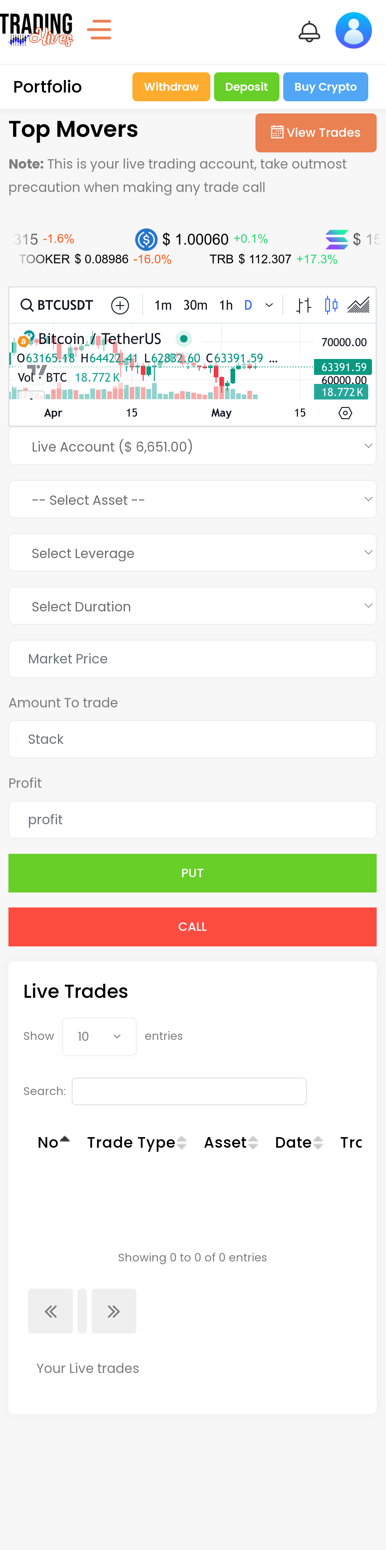 Live Trading 