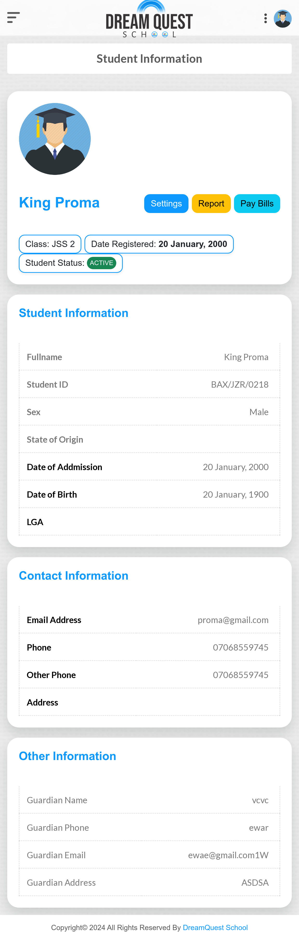 Student-Information Card 