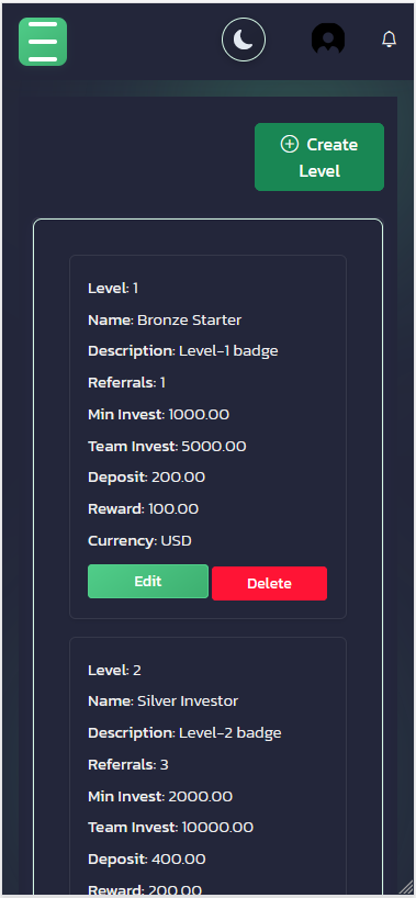 reward level